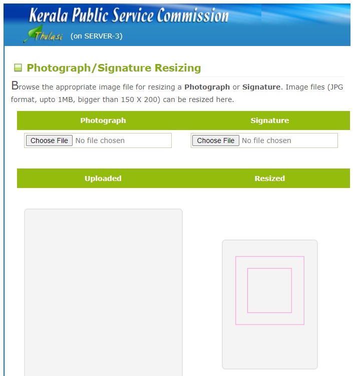 KPSC Thulasi Photo Signature Resizing Tool