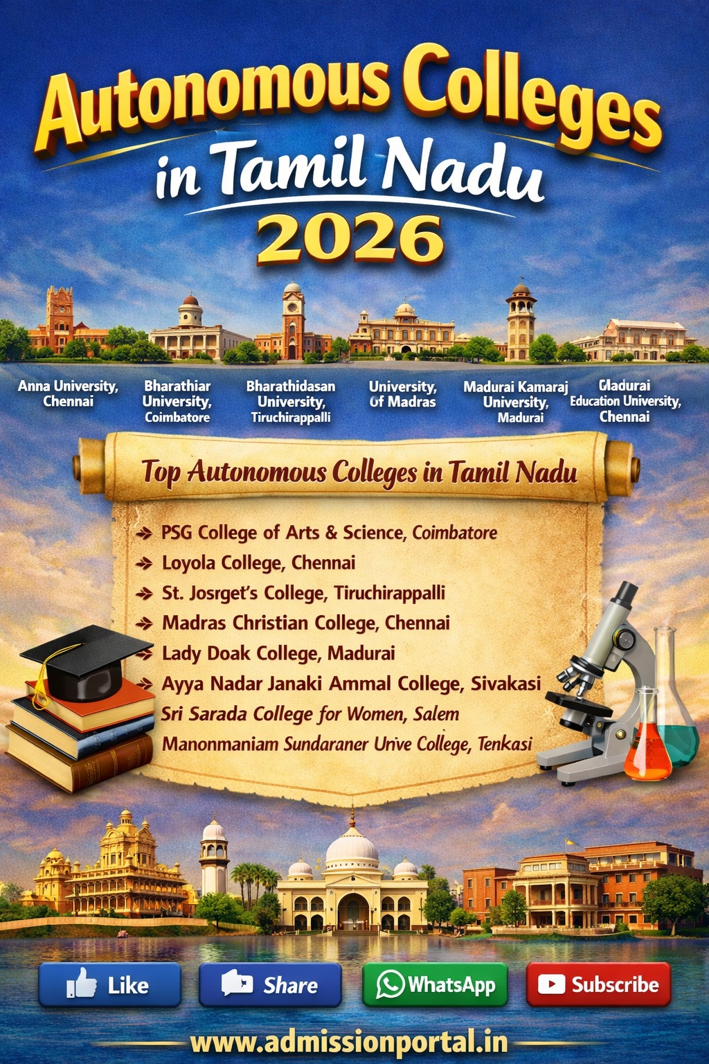 Autonomous College List in Tamil Nadu for 2026