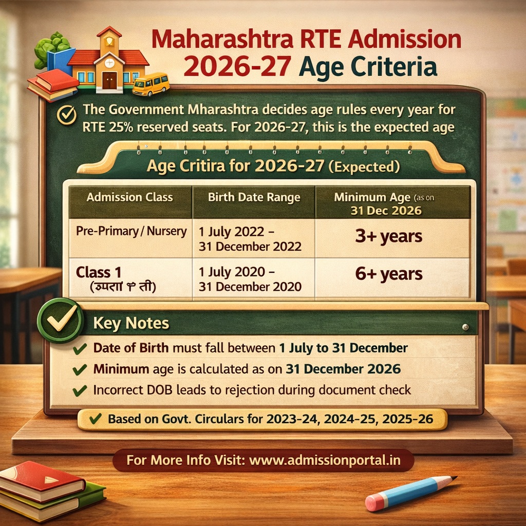 Maharashtra RTE 25 Admission Age Criteria 2026-27