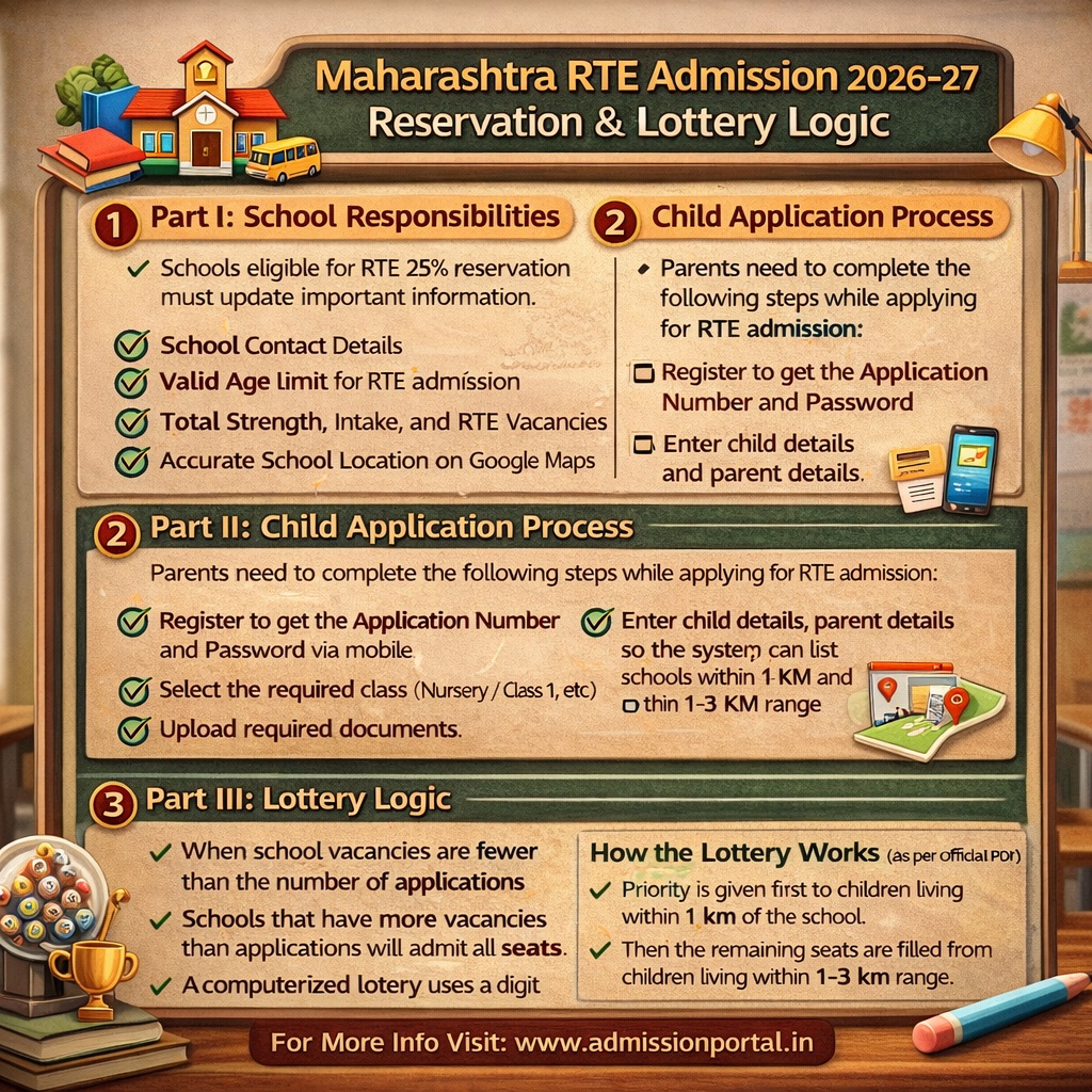 Maharashtra RTE 25 Admission Reservation Lottery Logic 2026-27