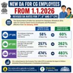 Revised DA Rates Table from 1.1.2026 for 7th, 6th and 5th CPC