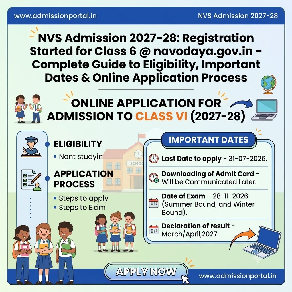 NVS Admission 2027-28 Registration Started for Class 6